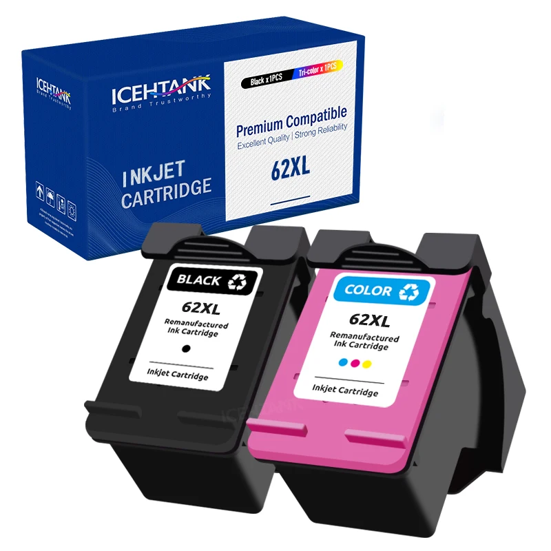

Картридж для струйных принтеров Icehtank 62XL 62 XL Premium Восстановленный цветной Картридж для струйного принтера HP62 ENVY 5640 Officejet 5540 5640 7640 5646