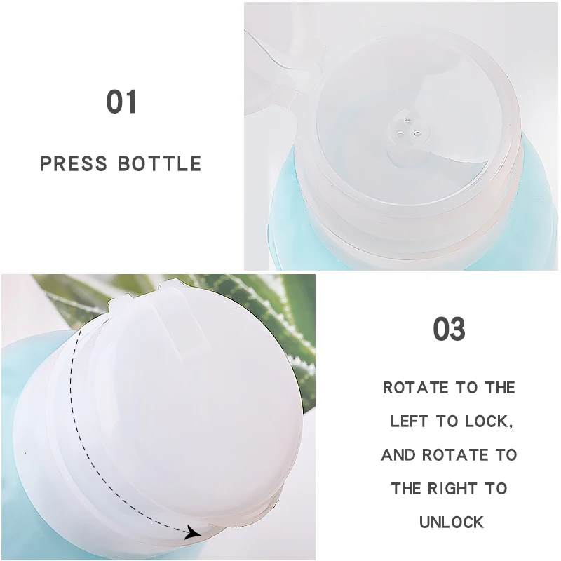 200ml Nail Press Bottle Liquid Acetone Gel Polish Holder Portable Acrylic Gel Polish Cleaner Remover Pump Dispenser