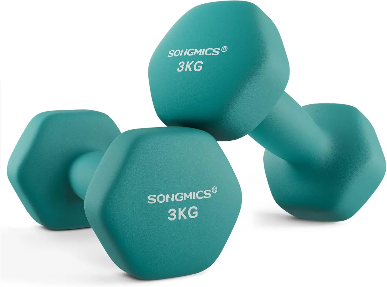 SONGMICS Hanteln, 2er Set, 2 x 3 kg, Hantelset, Kurzhanteln, Hexagon, Neopren-Beschichtung