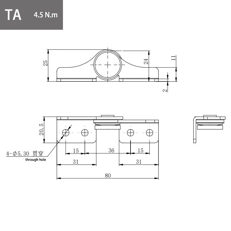 304 Stainless Steel Damping Hinge With Non Adjustable Torque, Stop Mechanism, And Positioning Support For Medical Equipment.