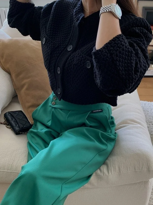 Retro Chic ort Knitted Cardigan Sweater with Double ket Design And round Ne Soft Warm Button up Outerwear for Women