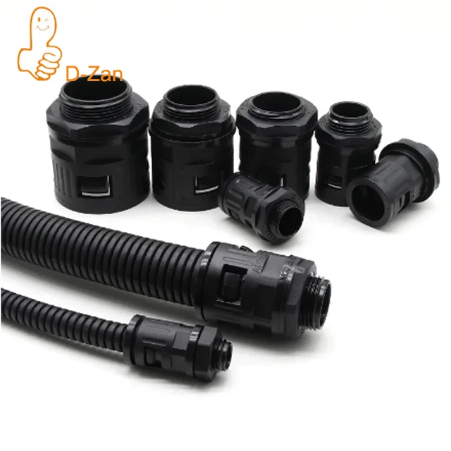 

End Fittings for PP Corrugated Pipe AD13 AD15.8 AD18.5 AD21.2 AD25 AD28.5 AD34.5 Plastic Bellows terminations Nylon Joint