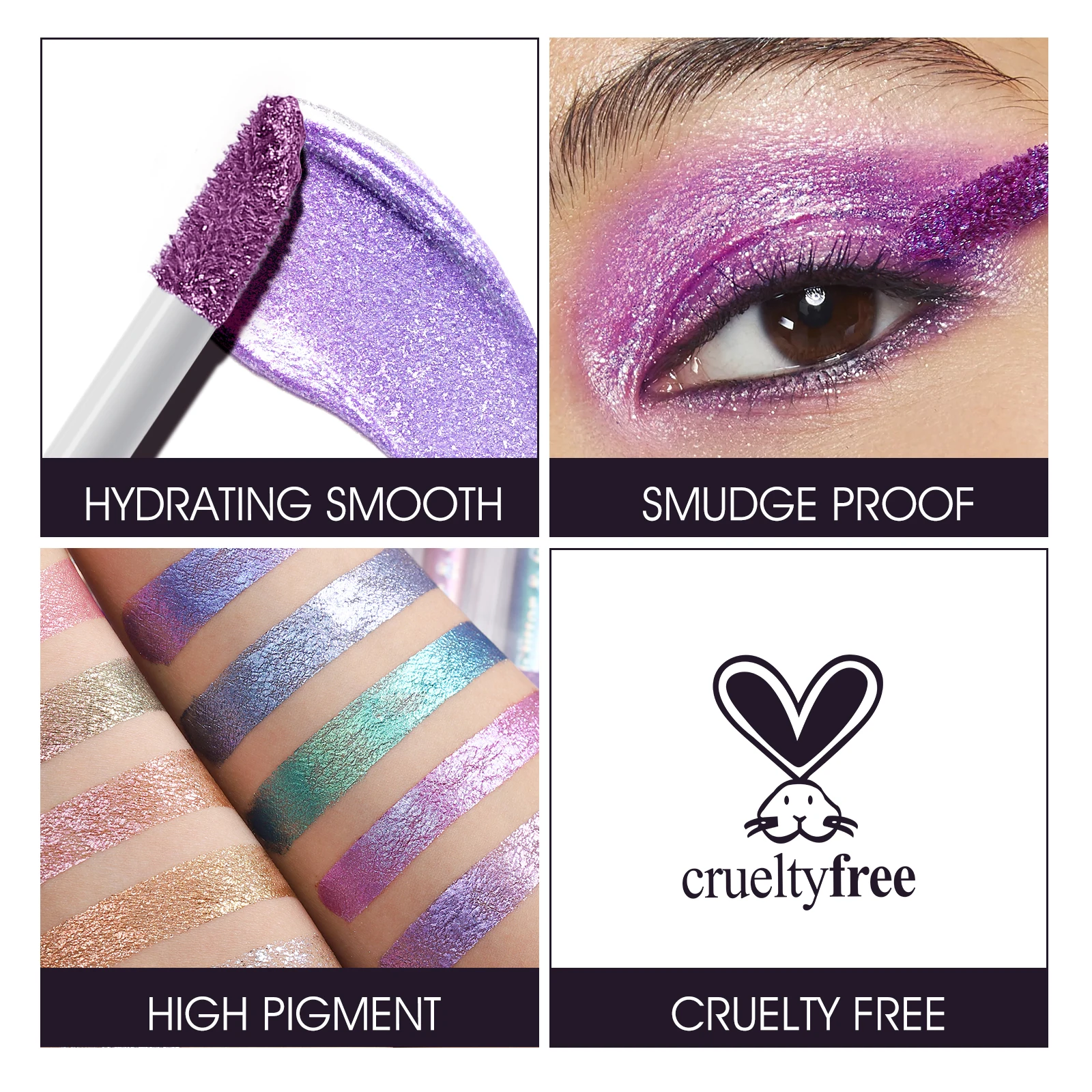 10 色のきらめくリキッド グリッター アイシャドウ セット - メタリック グリッター、ウォータープルーフ、ロングラスティング、ダイヤモンド シマー サイケデリック ペア