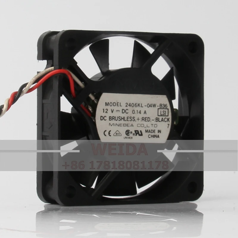 Cooling Fan Three-line detection alarm for inverter fan Case Fan for NMB DC12V 0.14A 2406KL-04W-B36 6CM 6015 60x60x15mm