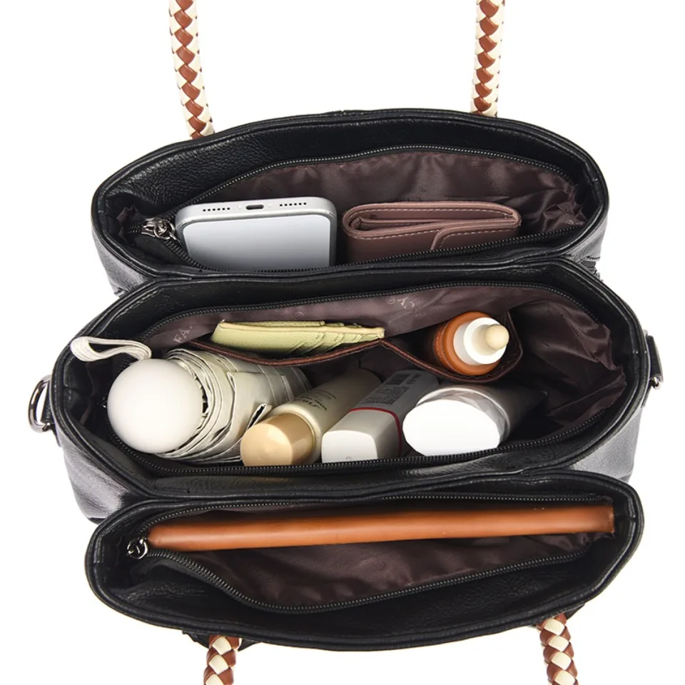 Genuine Brand Luxury Shoulder Crossbody Bag New Soft Pu Leather 3 Layers Hand Bags for Women High Quality Female Messenger Bags