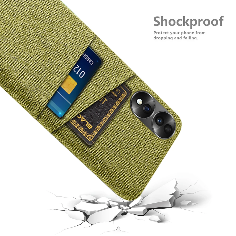 Phone case for Huawei Honor 70, luxury fabric cover with double card