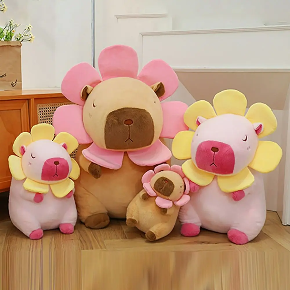 High Quality Plush Capybara Doll 30CM Cartoon Plush Toy Sunflower Capybara Sleeping Pillow Toy