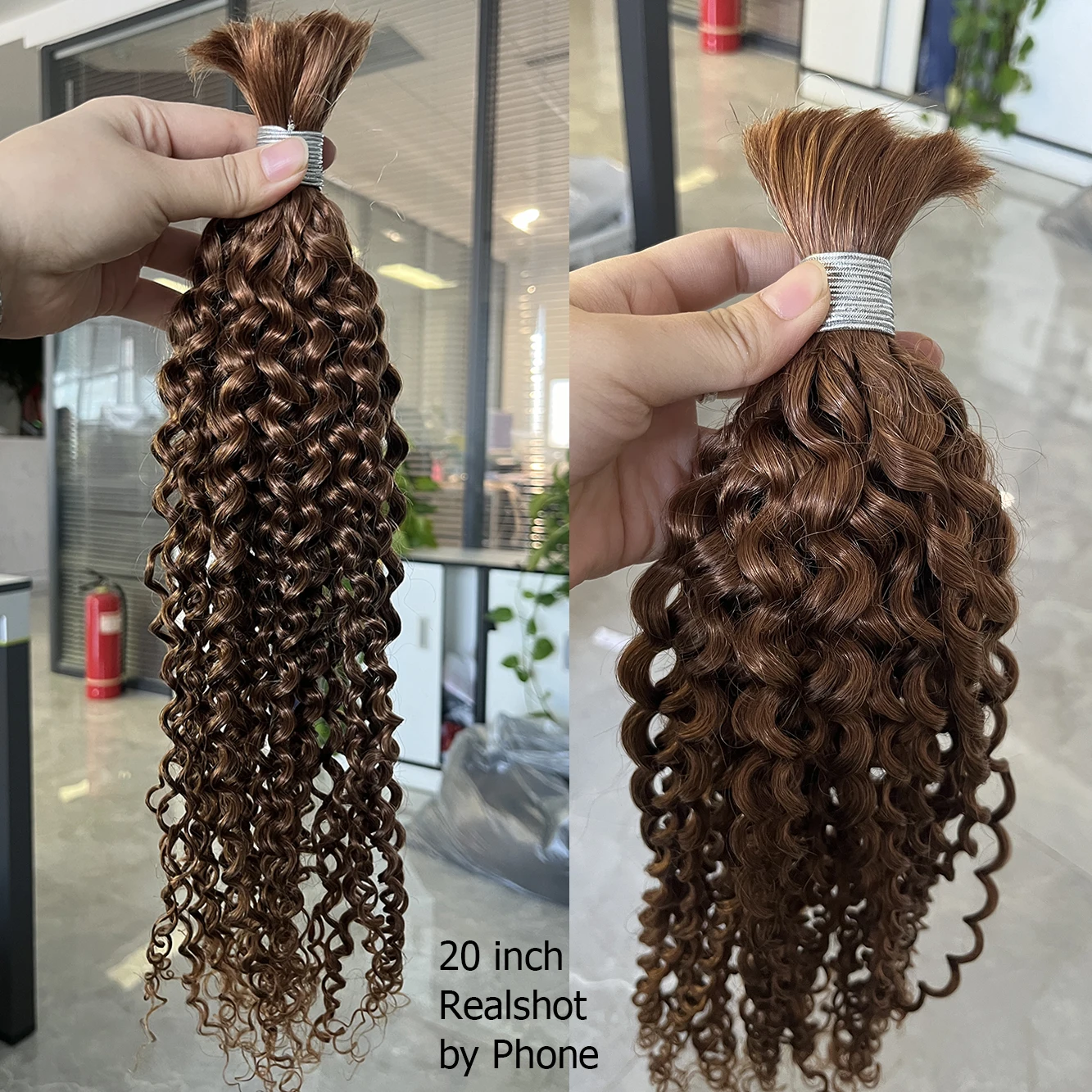 30 Ginger Brown 100% Human Hair Bulk for Braiding 16-24 inch  display picture 1