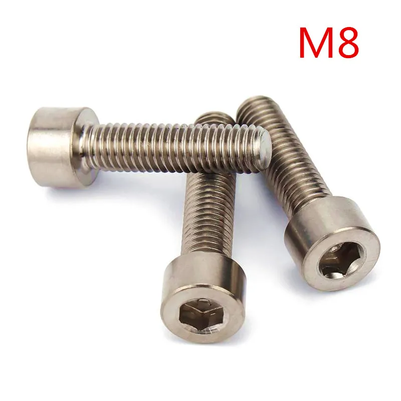 M8 DIN912 Pure Titanium GR2 Hex Socket Cap Screw M8*10/15/20/25/30/35/40/45/50/60/70/80/90/100