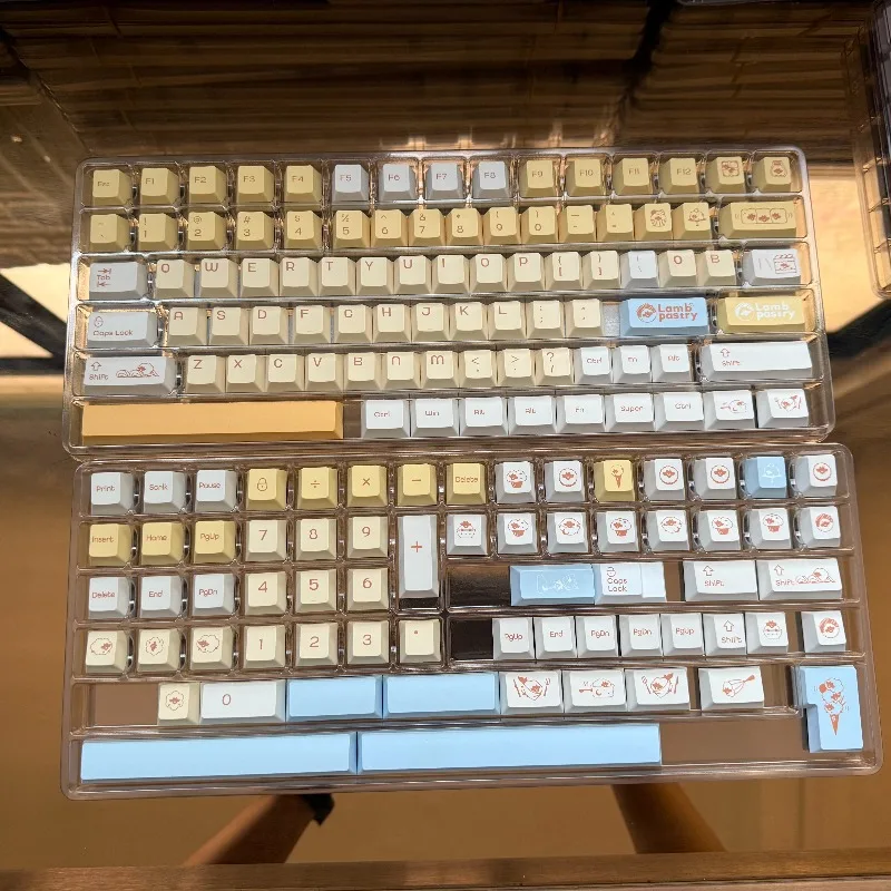 Simple Blue Theme Keycaps Set Customized PBT Sublimation Cherry Profile Keyboard Cap for Mechanical Keyboard Accessories Gifts