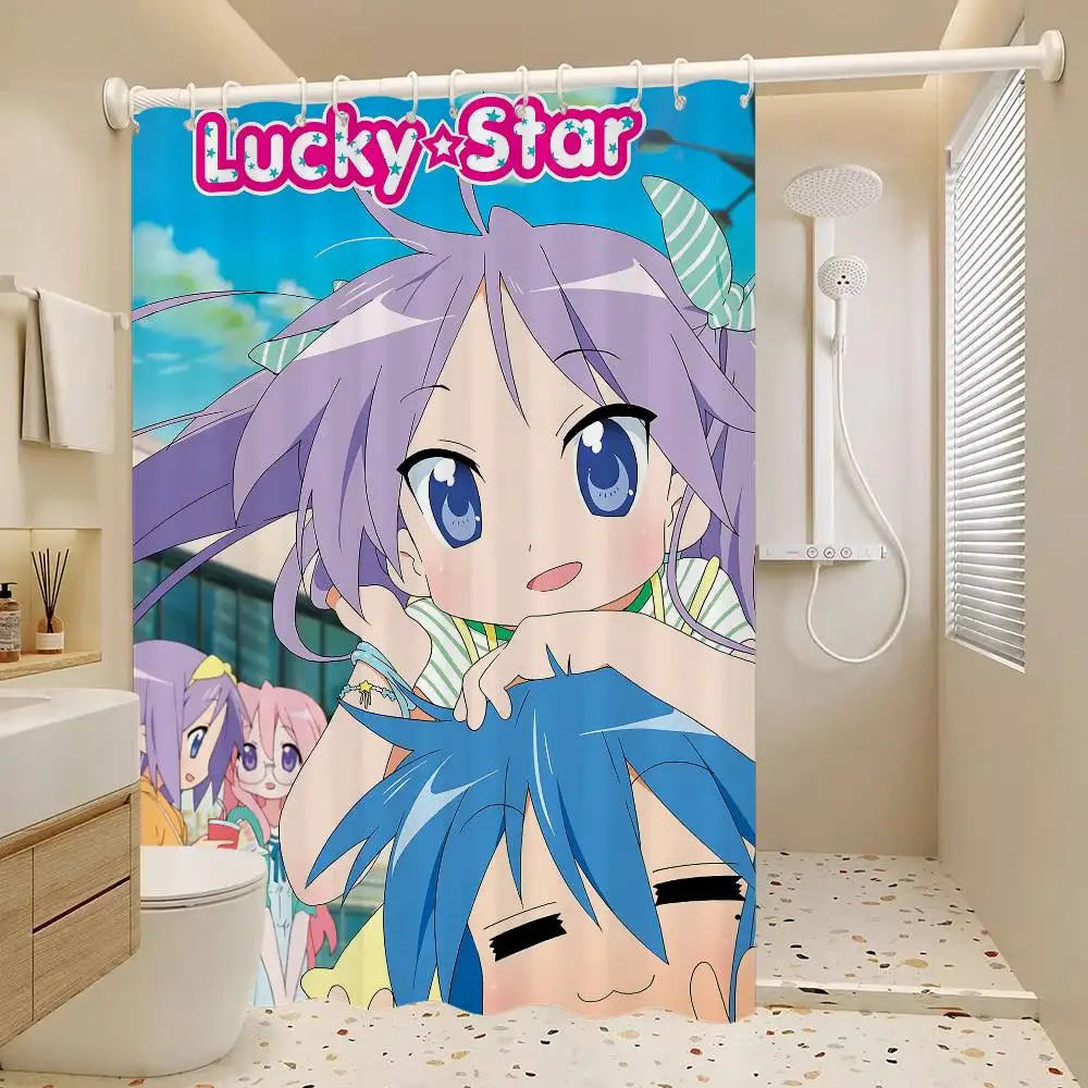 

Lucky Star анимированная белая занавеска для душа, декоративная занавеска для душа в ванной комнате, водонепроницаемая занавеска для душа с крючками