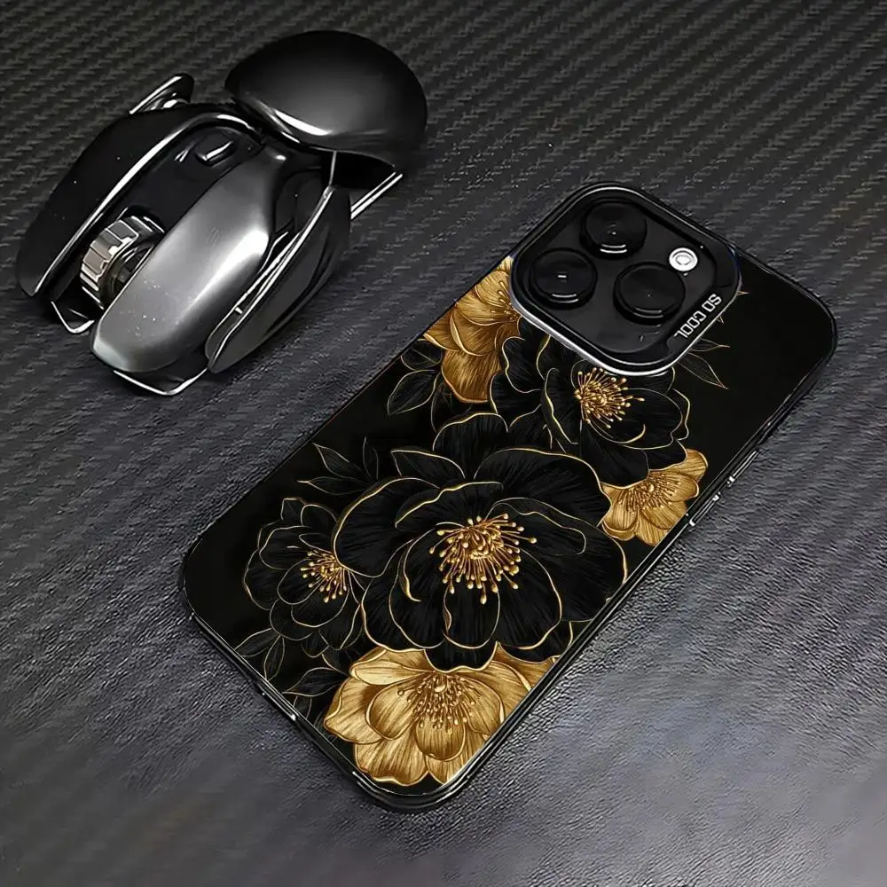 

Flower pattern design case for iPhone 16 15 14 13 12 11 Pro/ Max/Plus shock-proof rear cover anti-fingerprint