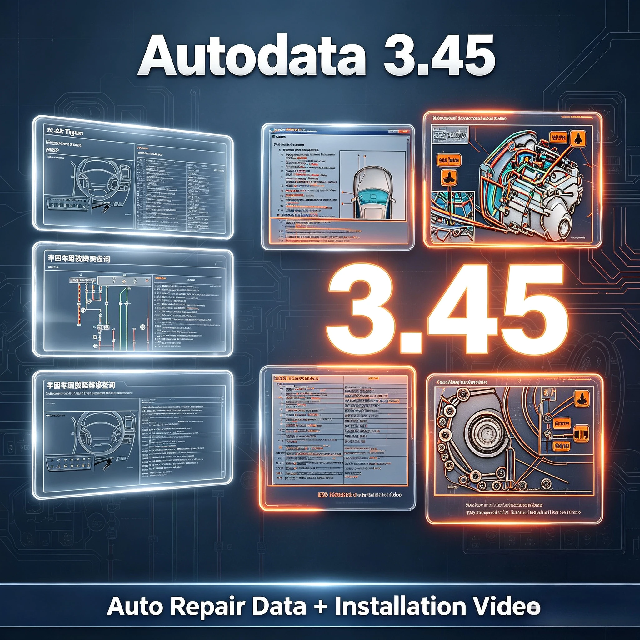 Latest version Auto data 3.45 car repair software auto-data 3.45 virtual system +Installation Video+Free installation