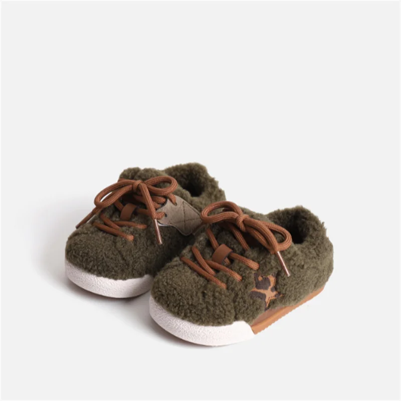 New Winter Baby Shoes Warm Plush Star Toddler Kids Sneakers Outdoor Boys Tennis Soft Sole Fashion Little Girls Sneakers EU 16-25