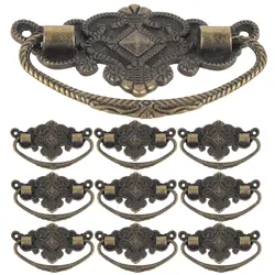 10Pcs Small Bronze Cabinet Handles Vintage Drawer Pulls Retro Metal Decorative Dresser Hardware Furniture Door Pulls