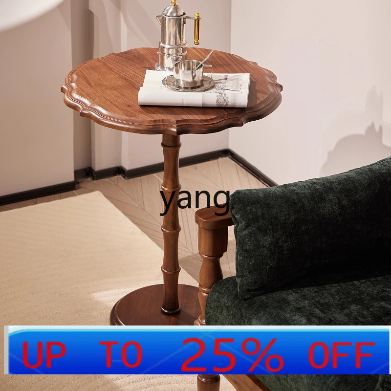 

Lhh solid wood edge retro round table living room sofa side table medieval small coffee table balcony