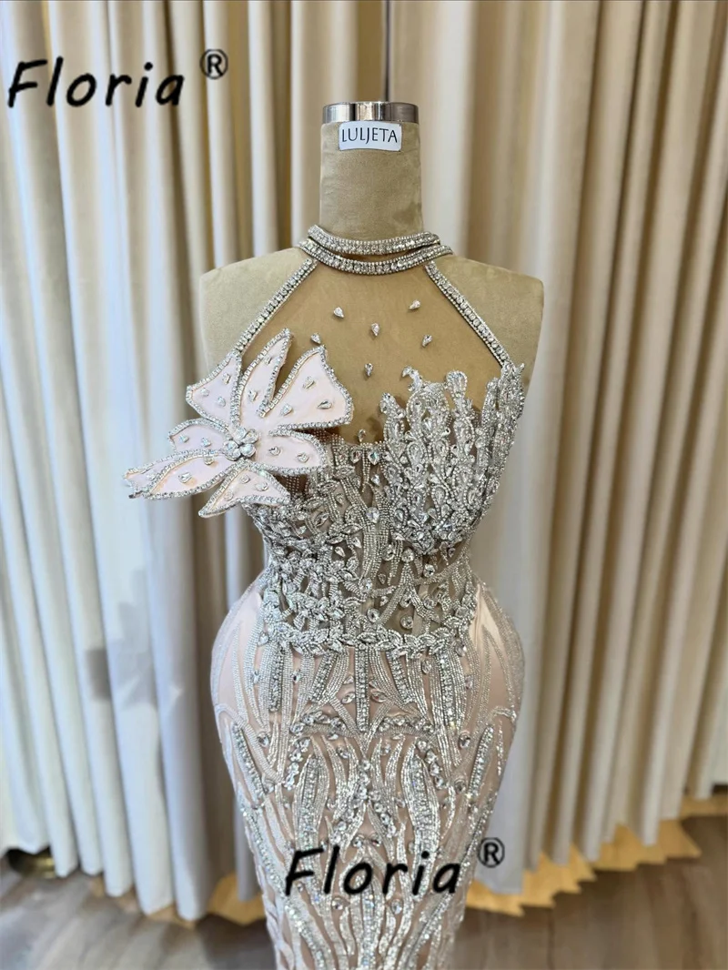 

Elegant Beaded Mermaid Party Dress Silver Crystal Woman Formal Event Dresses Evening Red Carpet Vestidos de Gala Customized 2026