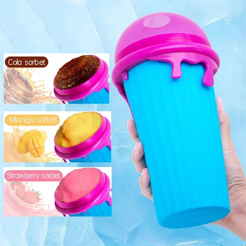 500ml Large Capacity Slushy Cup Summer Squeeze Homemade Juice Water Bottle Quick-Frozen Smoothie Sand Cup Pinch Fast Cooling Cup