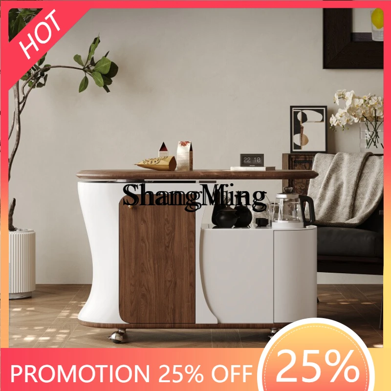 FG good-looking  medieval style movable integrated rock slab tea table living room balcony household trolley