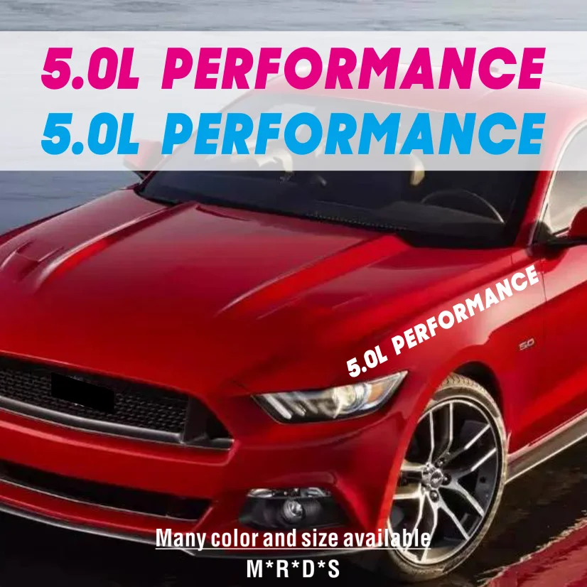 

5.0L Performance Style Car Hood Decal Bonnet Body Rear Trunk Fender Sticker For Ford Mustang F150 American Muscle Models Camaro