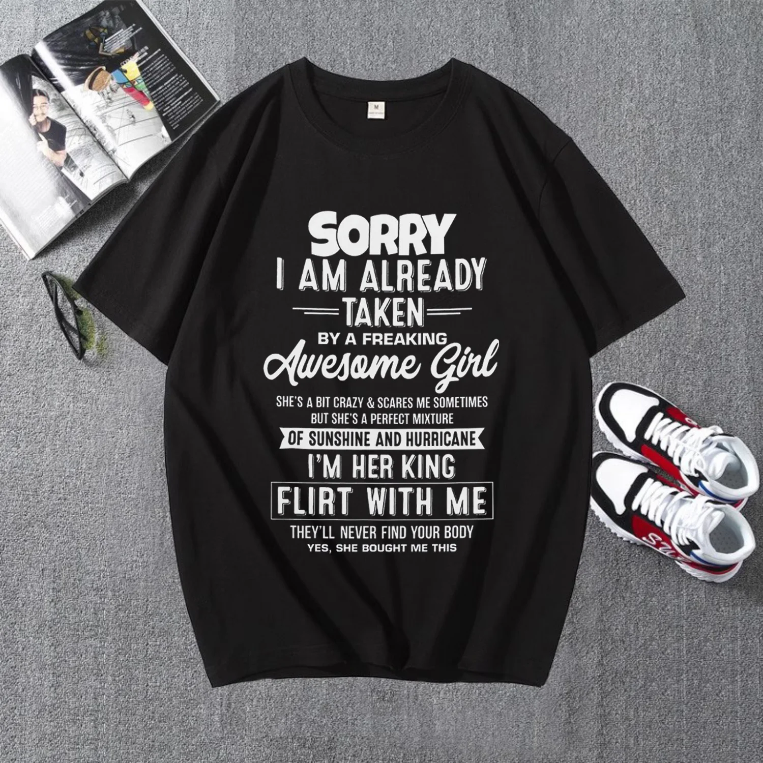 تي شيرت "معذر بالفعل" "أنا في حب فتاة رائعة" قميص رجالي قطن 100% مضحك ومسلي #6