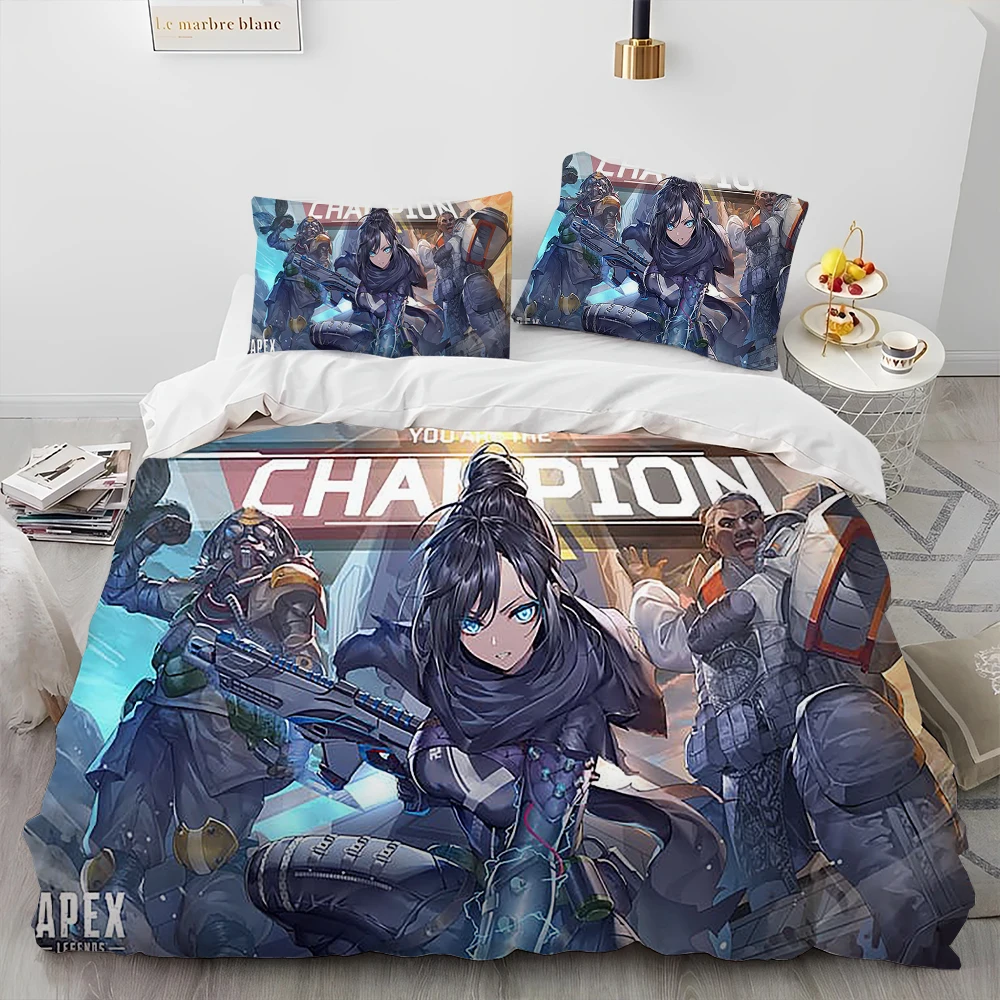 A-Apex Legends Game Gamer Cartoon Comforter طقم سرير، غطاء لحاف طقم سرير غطاء لحاف كيس وسادة، طقم سرير مقاس كينج كوين #4