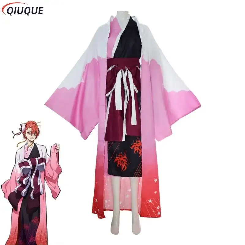 Ozaki Kouyou Cosplay Kostuum Koyo Japanse Anime Rode Print Kimono Vrouwen Carnaval Feestpak