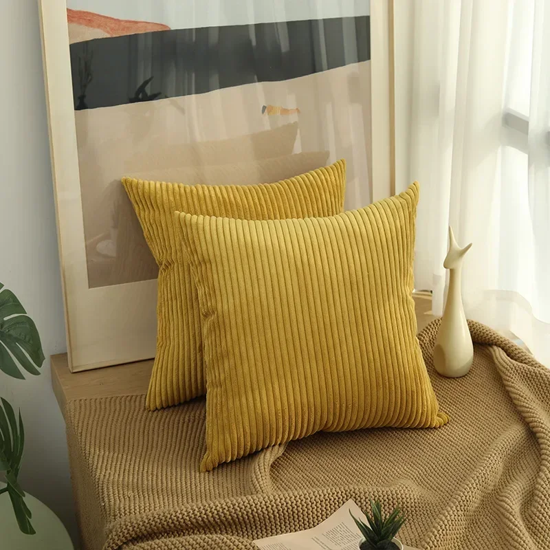 Funda de Almohada de Pana 40x40 45x45 50x50 30x50, Nueva Funda de Cojín de Franela Suave y Afelpada, Funda de Almohada Esponjosa para Sofá, Sala de Estar