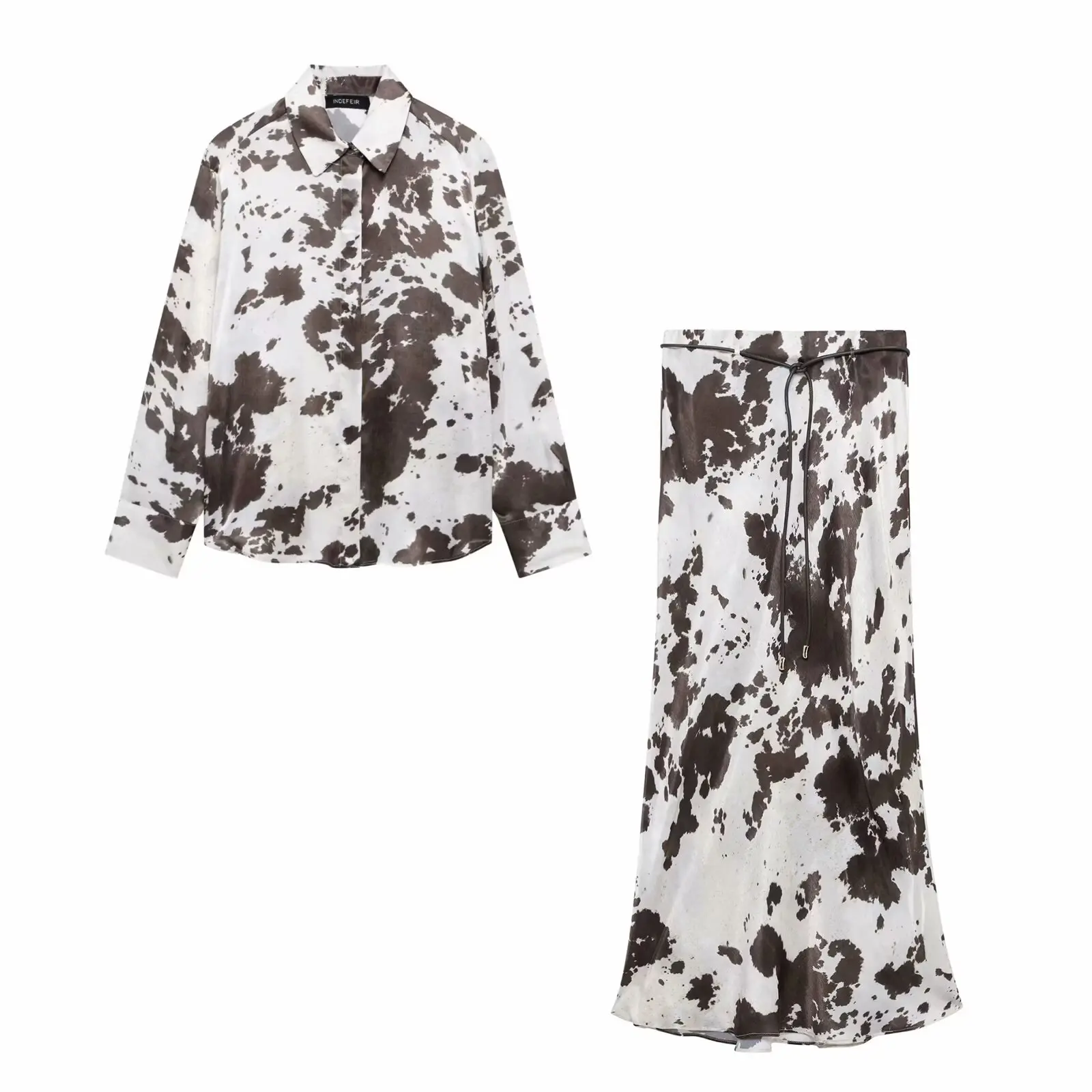 

Rindu TRAF 2025 Women's Animal Printed Tops Shirt Skirt Shirts & Blouses Clothes Clothing Long Sleeve Top Sales Elegant Blouse