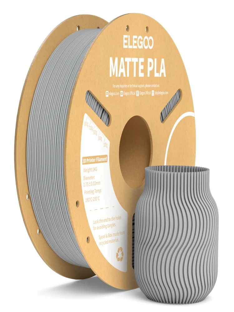 ELEGOO Mat PLA-filament 1KG, 1,75 mm FDM 3D-printerfilament Dimensionale nauwkeurigheid +/- 0,02 mm, 1 kg kartonnen spoel (2,2 lbs) - afbeelding 2