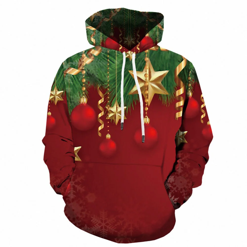 

2024 Christmas Festival Snowman Men's Hoodie Gift Tree 3D Fashion New Trend Atmosphere Digital Printing Casual Top Oversized