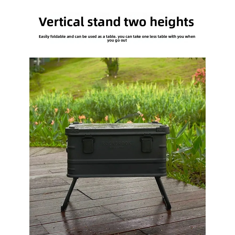 صندوق ROCKBROOK 50L صندوق تخزين من سبائك الألومنيوم والمغنيسيوم سعة كبيرة 50L متعدد الوظائف للتخييم في الهواء الطلق حامل سفر محمول