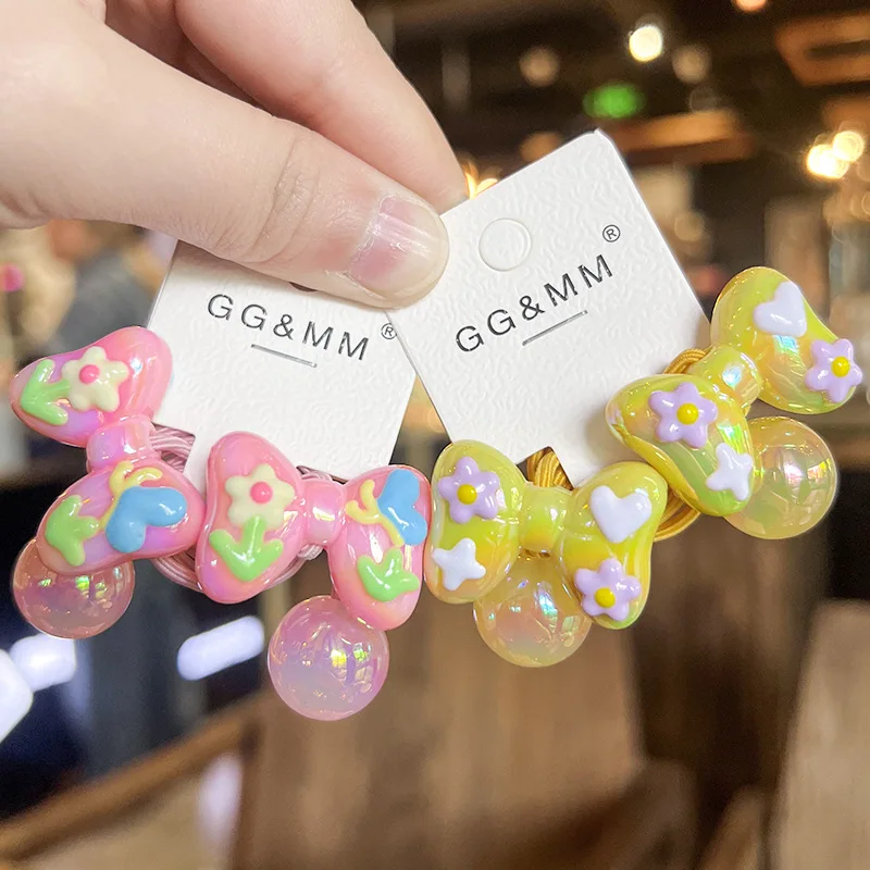 

Милые эластичные резинки для волос с граффити-бантиками для детей, высокоэластичные держатели для хвостиков, нескользящие мягкие аксессуары для волос для девочек-малышек