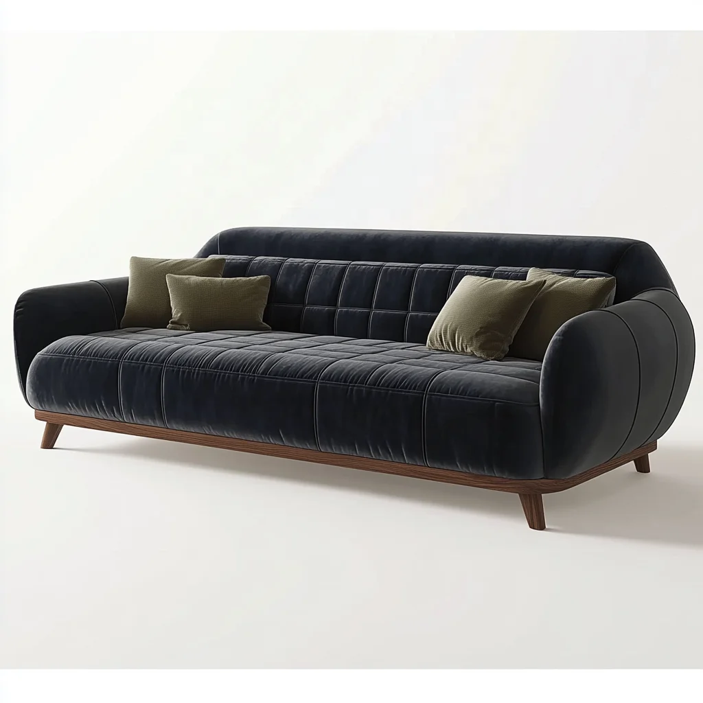 

Modern Luxury 2-Seater Sectional Sofa Wood Legs Fabric Accent Living Room Furniture Sponge Filling Reasonable Price For Gym Use