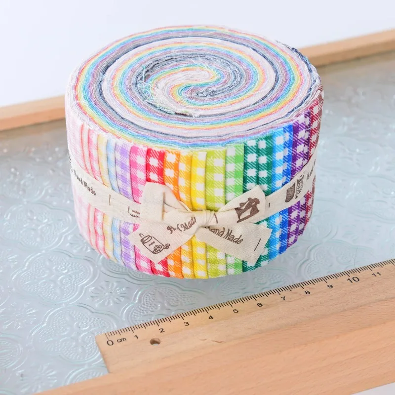 6.2cm x100cm Plain Floral thick Patchwork Doll Clothes Floral Cotton Cloth Head Handmade Cartoon Style Diy Multi-Color Cake Roll