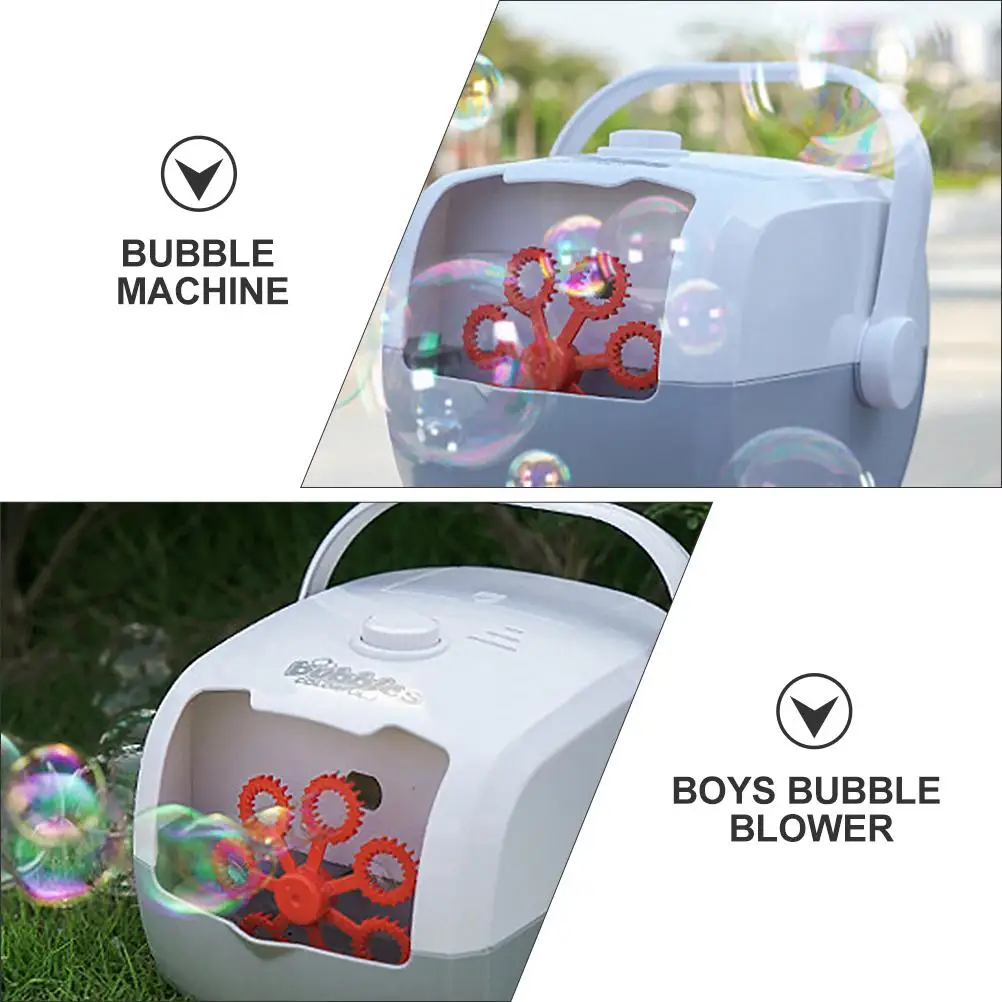Macchina per bolle Ventilatore Macchina elettrica in plastica Divertimento per la famiglia Design leggero Macchina per bolle per bambini Gioca all'aperto