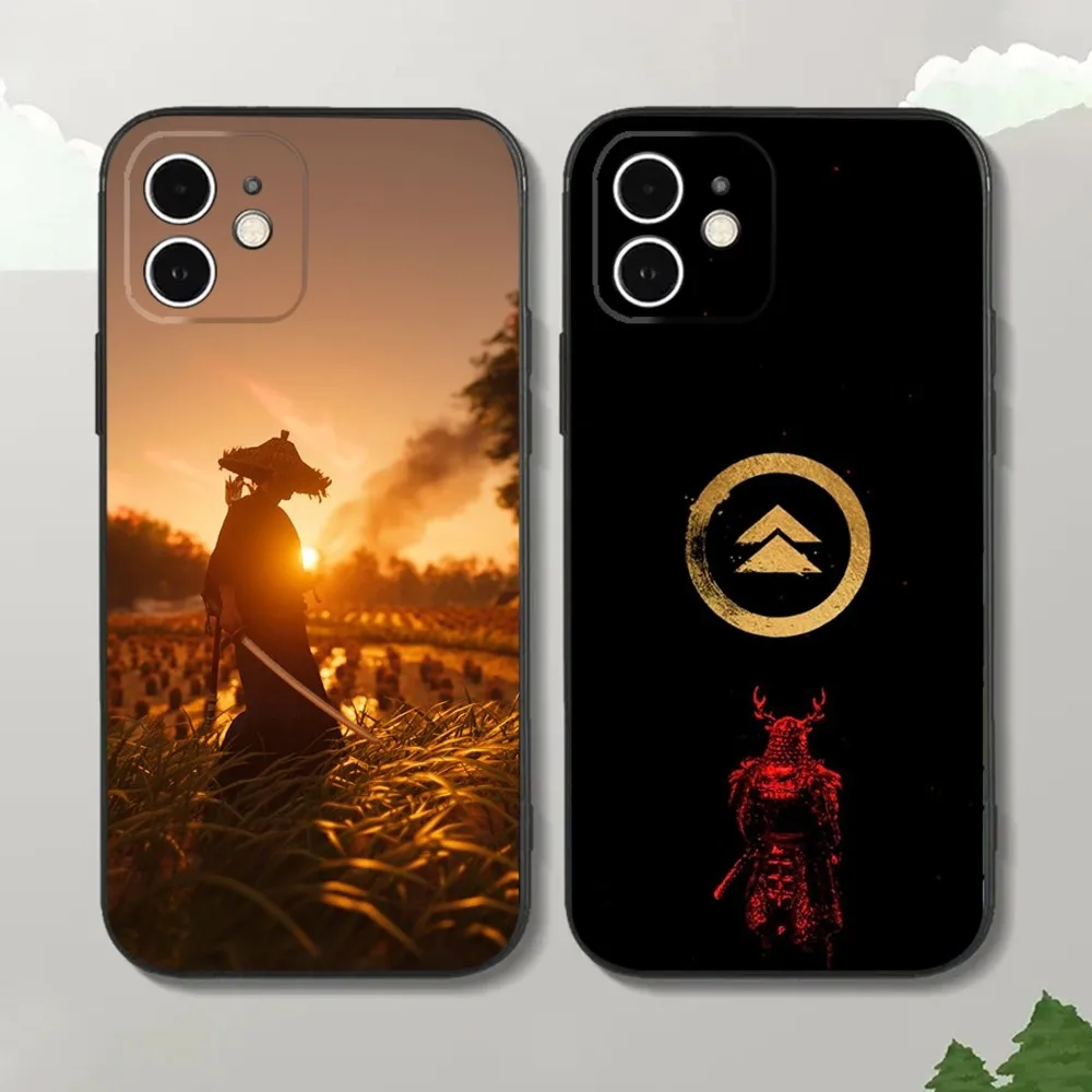 

Game Ghost of T-Tsushima Phone Case For iPhone16,15,14,13,12 Mini 11 Pro XR,X,XS,MAX 7,8 Plus Silicone Cover Soft Black