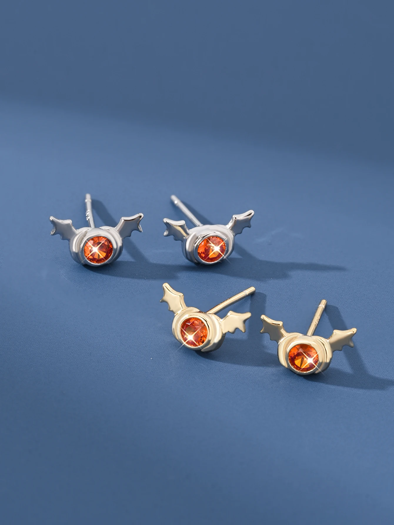 

Тыква летучая мышь, стерлинговое серебро 925 пробы, инкрустированное цирконом, модные и милые ювелирные аксессуары, подарок на Хэллоуин