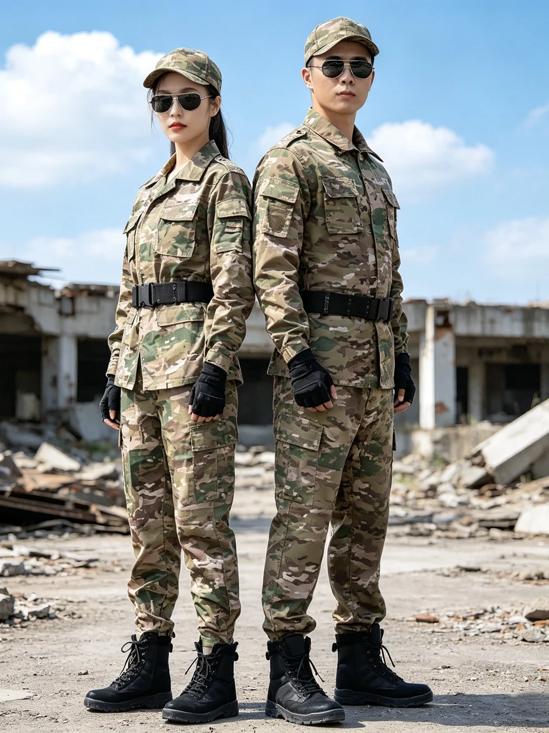 camouflage-uniform-set-men's-summer-lightweight-outdoor-breathable-mud-camouflage-polyester-cotton-training-suit-for-students