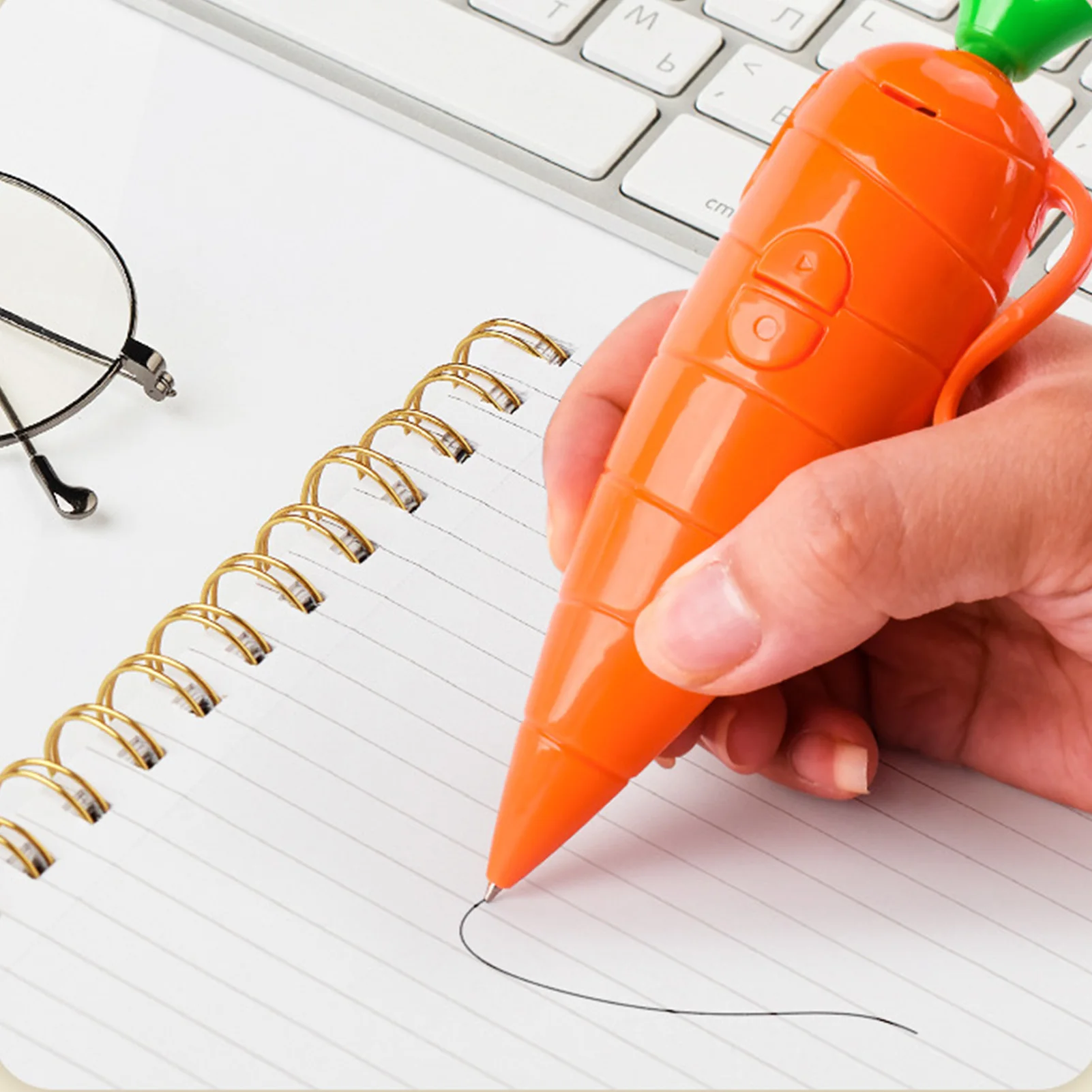 Bolígrafo grabador de voz en forma de zanahoria, bolígrafo multifuncional 2 en 1 con almacenamiento incorporado para notas de reuniones de oficina escolar