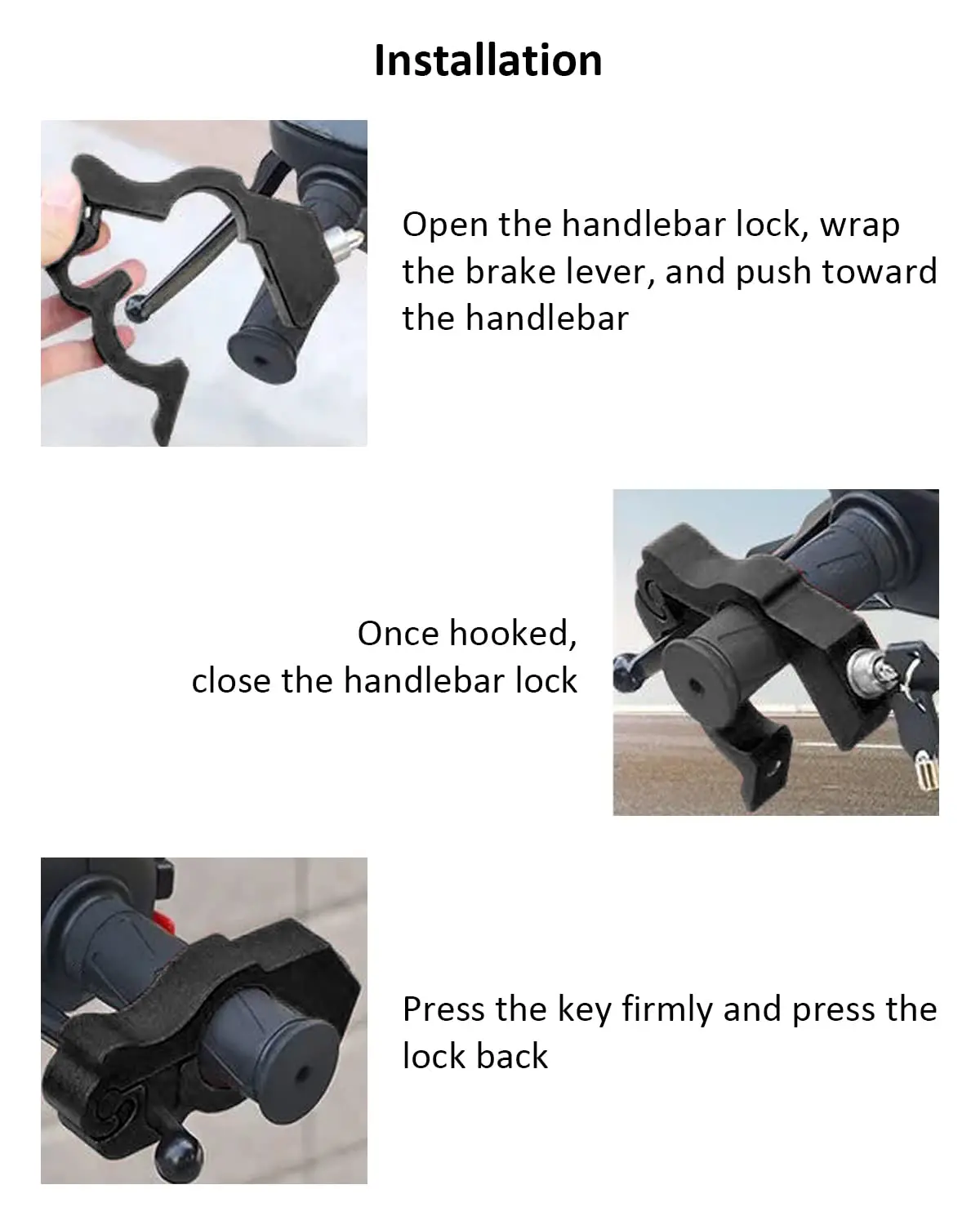 Lock Motorcycle, Heavy Duty Anti Theft Adjustable Bike Handlebar Lock with 2 Keys Protect Your Motorcycle ﻿