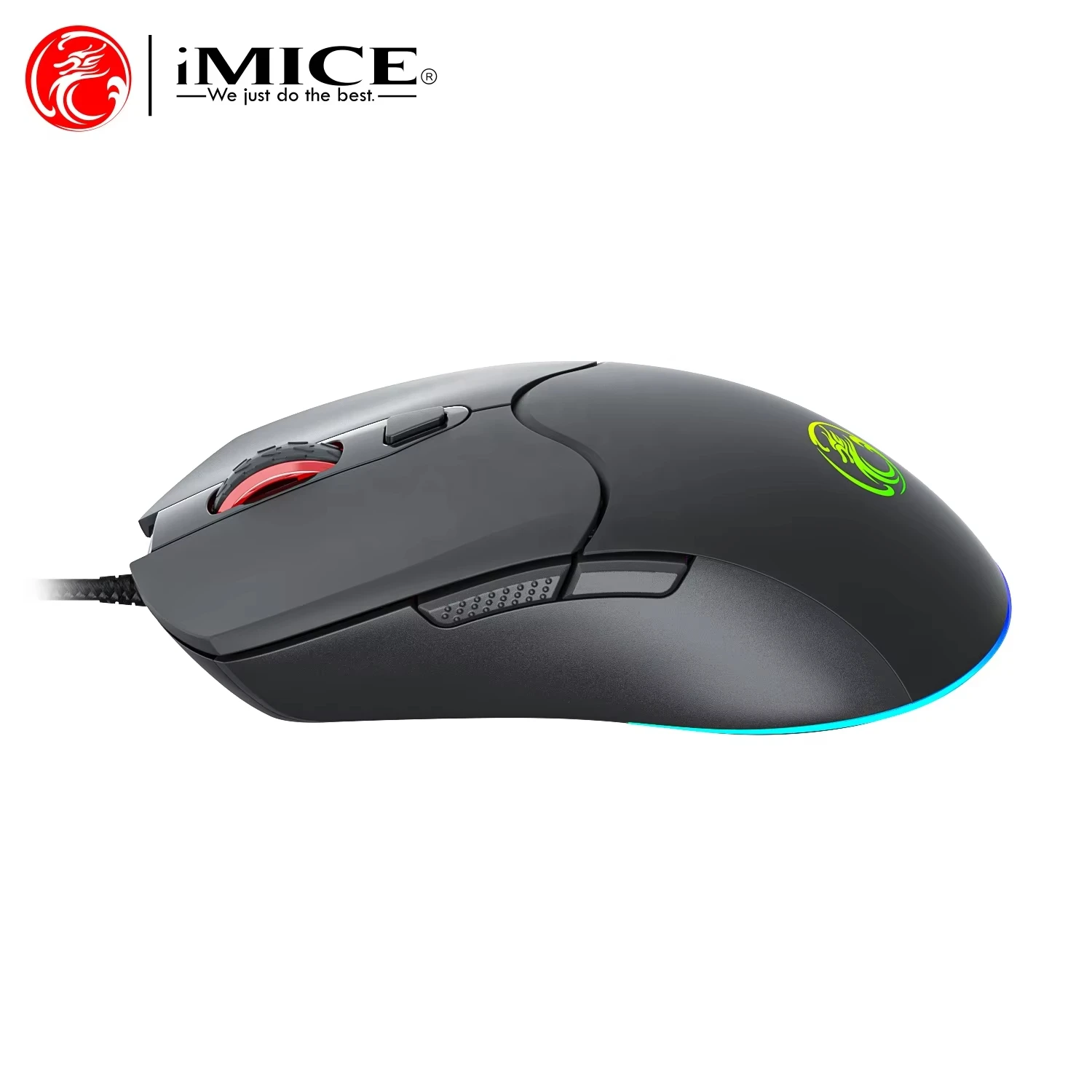 Mouse da gioco IMICE X1 Mouse per computer USB cablato con retroilluminazione RGB 6 DPI regolabili Mouse ergonomico per PC portatile con 6 pulsanti