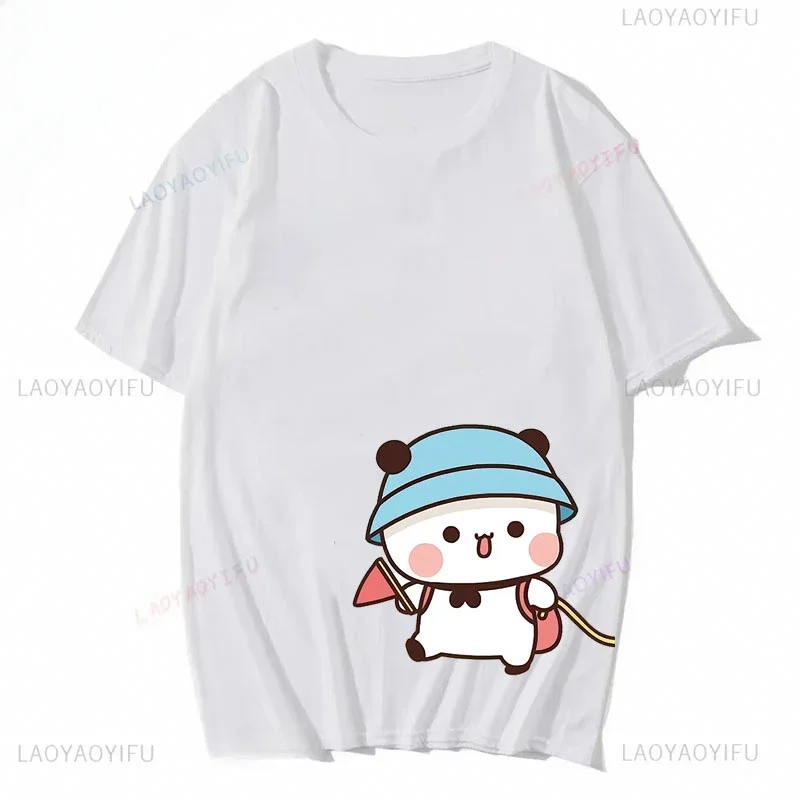 Couple Shirts Kawaii Cute BuBu with DuDu Bear Go Hand in Hand for A Spring Outing Graphic Tshirt Funny Cotton Clothes Panda Tee