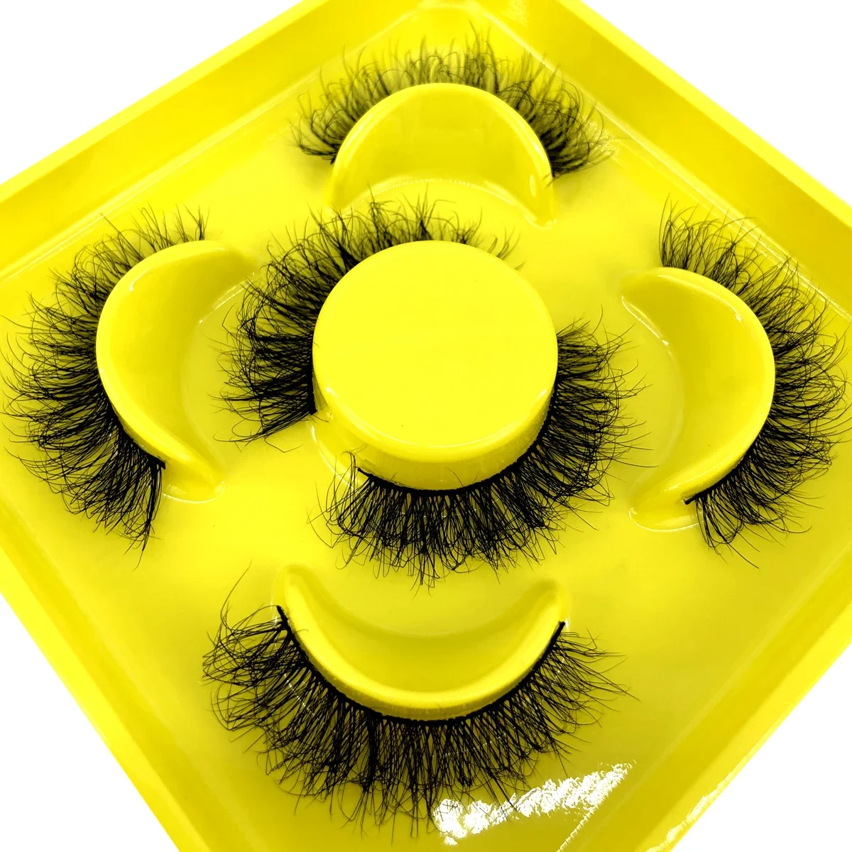 AMSDCN 3 Pairs 3D Faux Mink Lashes Fluffy Soft Full Thick Wispy Natural short False Eyelashes Curly lashes wholesale furry eyela