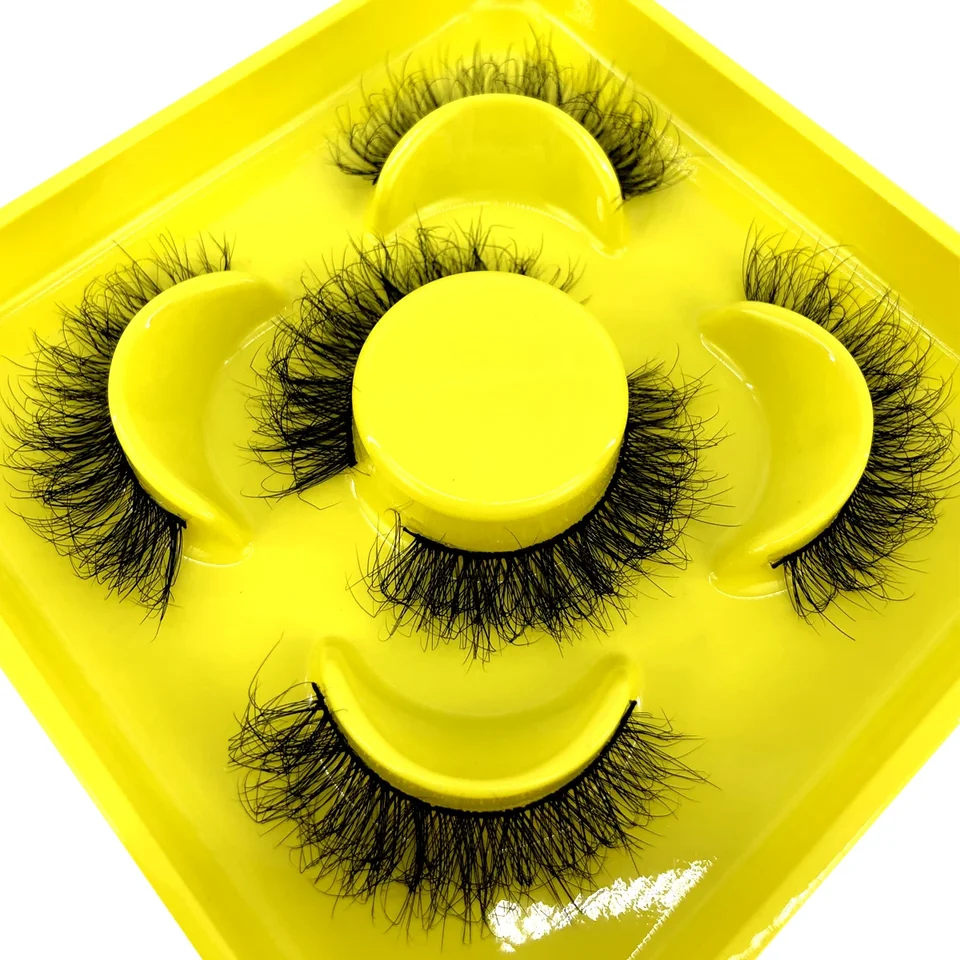 AMSDCN: 3 pares de pestañas de visón 3D, esponjosas, suaves, gruesas, naturales y cortas