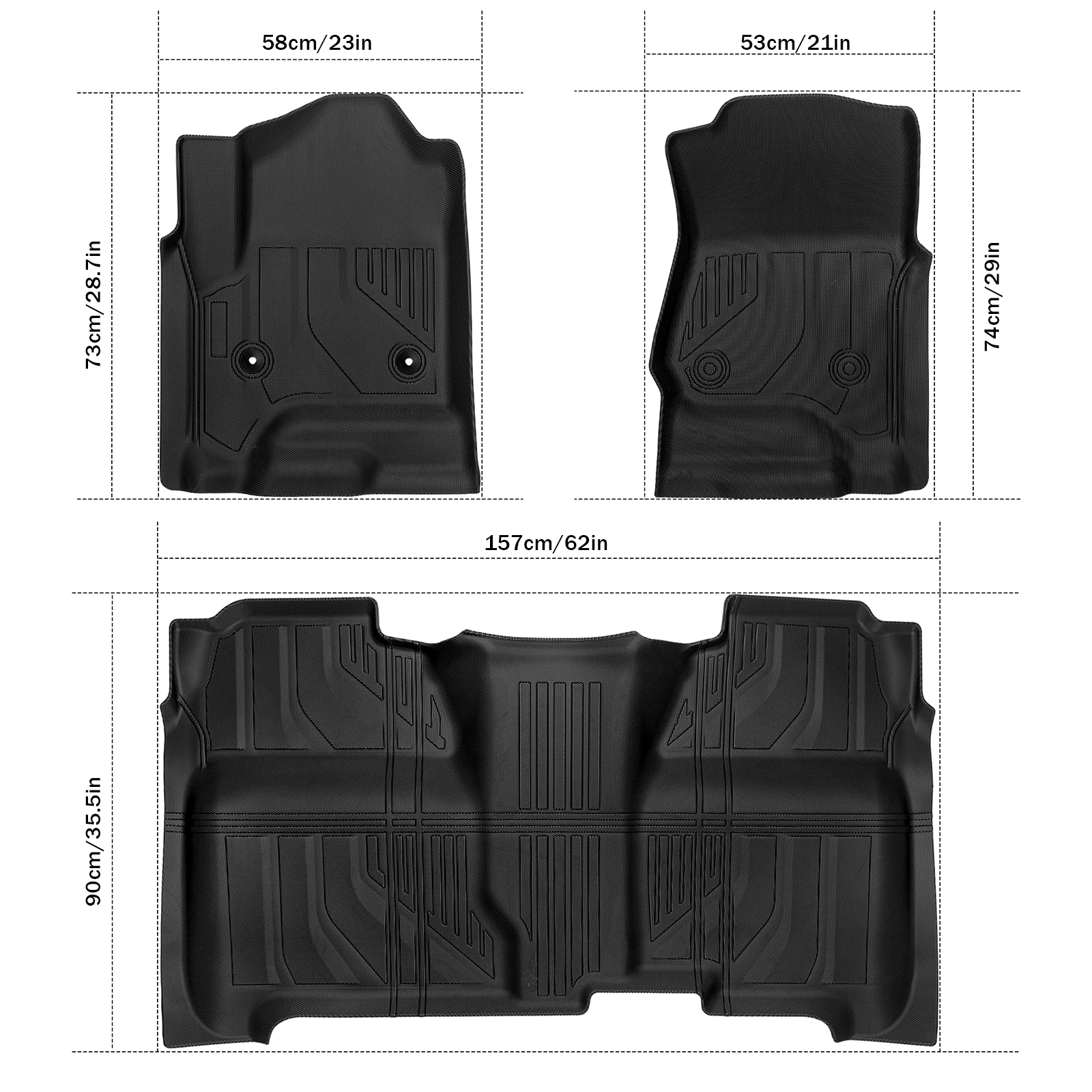 3Pcs/Set Car Floor Mats Compatible for Silverado 1500 2014-2019 All-Weather Automotive Floor Mats Waterproof Heavy Duty Car Mats Flexible Floor Liners