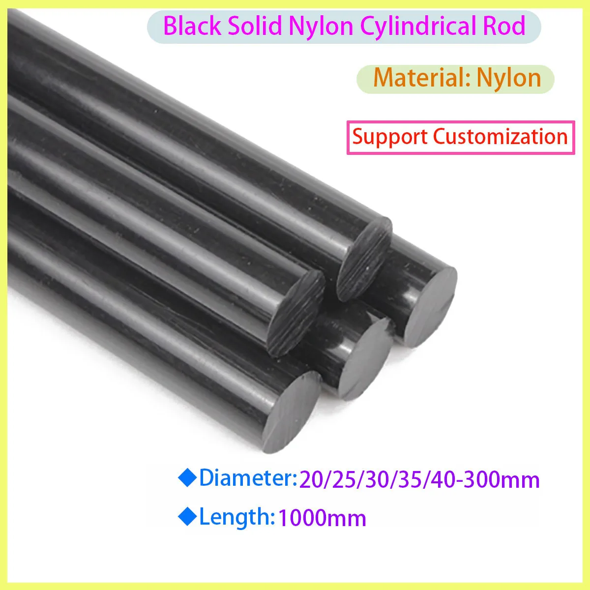 

Black Nylon Solid Plastic Rod, Nylon Circular Rod