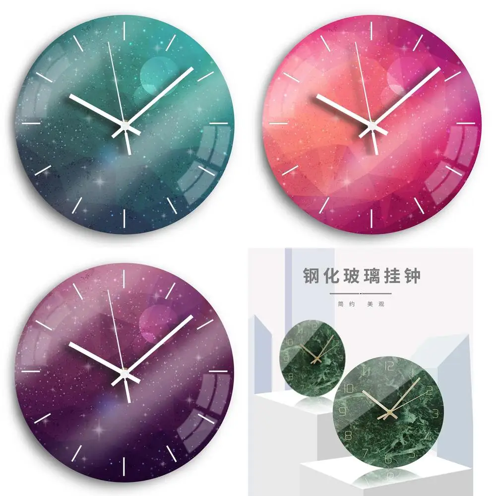 

Wholesale Factory Wall Clock European Creative Tempered Glass Clock Modern Home Battery Operated Silent Clock