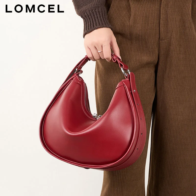 LOOMCEL 46 Limited edition design moon-shaped leather crossbody bag for women, new style, simple and elegant, single shoulder