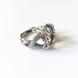 Ring Blank for 11x15mm Oval Cabochons Dragon Shape Ring Base Thai Sterling Silver Adjustable Band Ring Setting